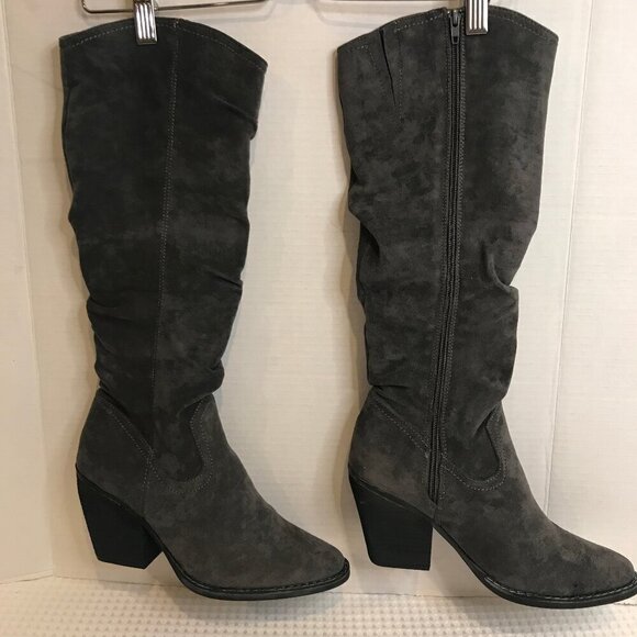 MIDNIGHT PENNY GREY SUEDE BOOTS SIZE 7.5 NEW - Picture 2 of 8